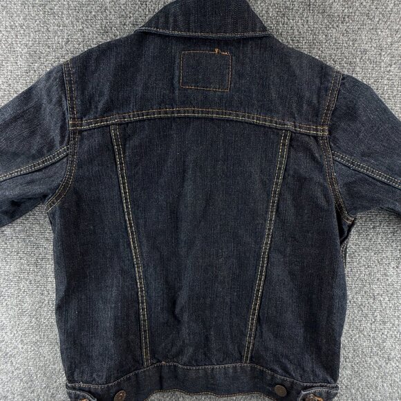 Levis Denim Jacket Boys Size Medium Blue Dark Wash Metal Buttons Classic Cotton - Picture 13 of 15
